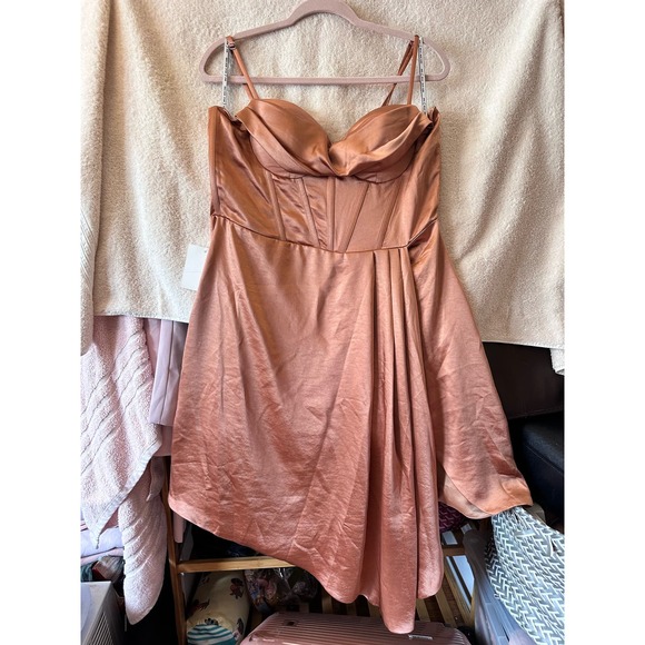 Miss Circle Brigid Coffee Satin Corset Dress Size XL - Picture 4 of 16